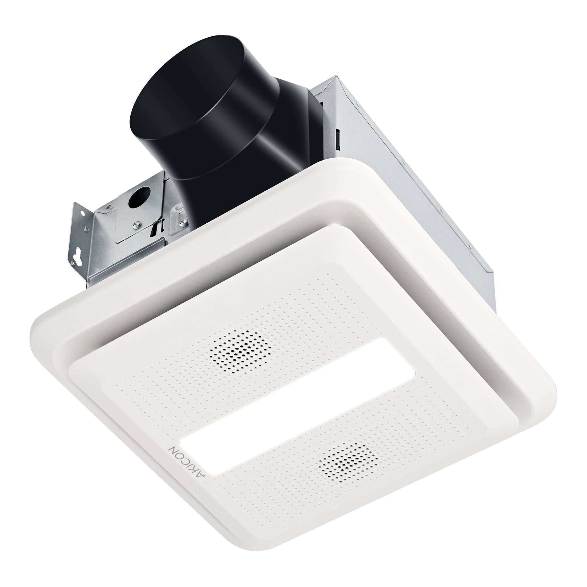 Angle. Akicon - Akicon 80 CFM Ceiling Bathroom Exhaust Fan with Bluetooth Speaker in White - White.