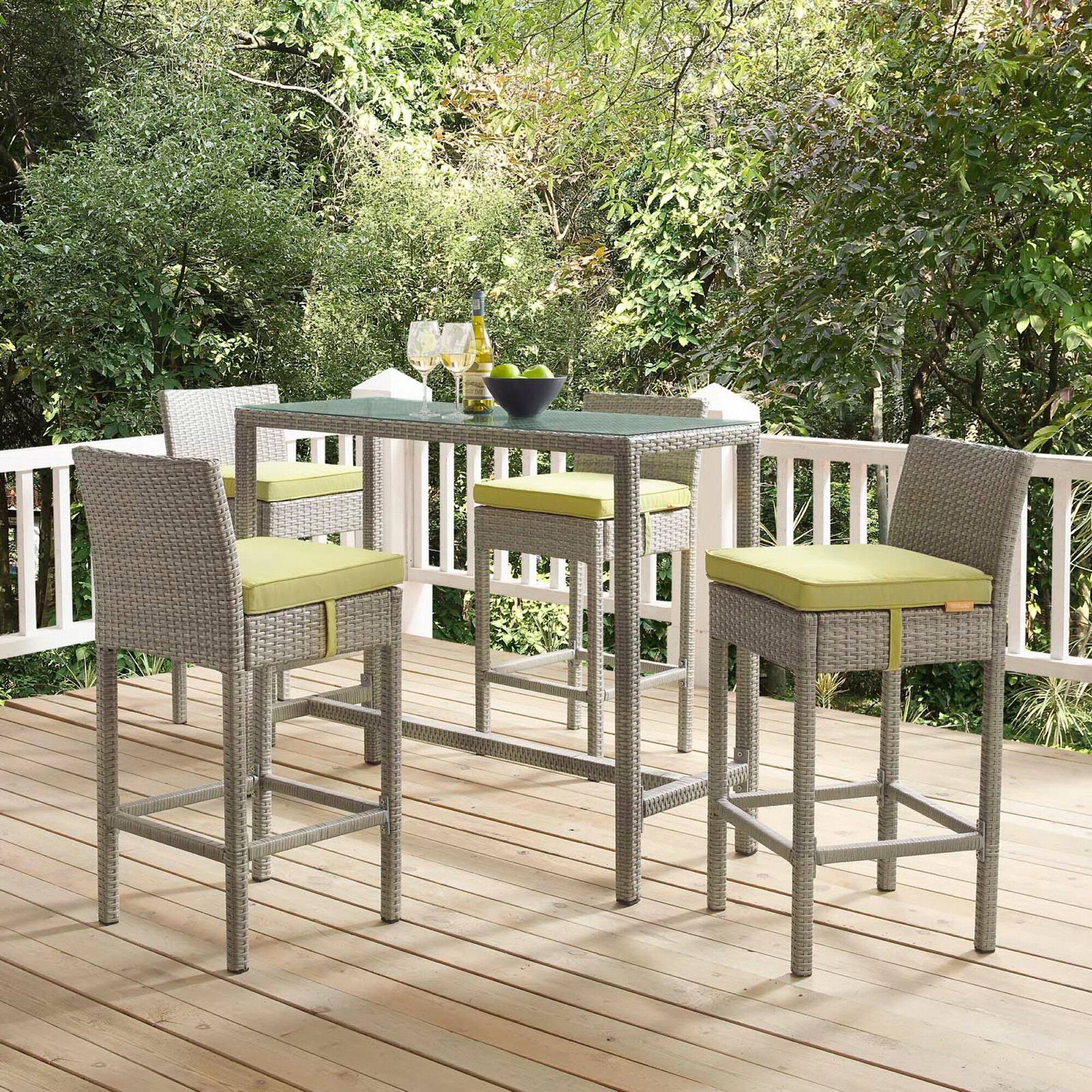 Front. Modway - Conduit Outdoor Patio Wicker Rattan Bar Stool Set of 4 by Modway - Light Gray Peridot.