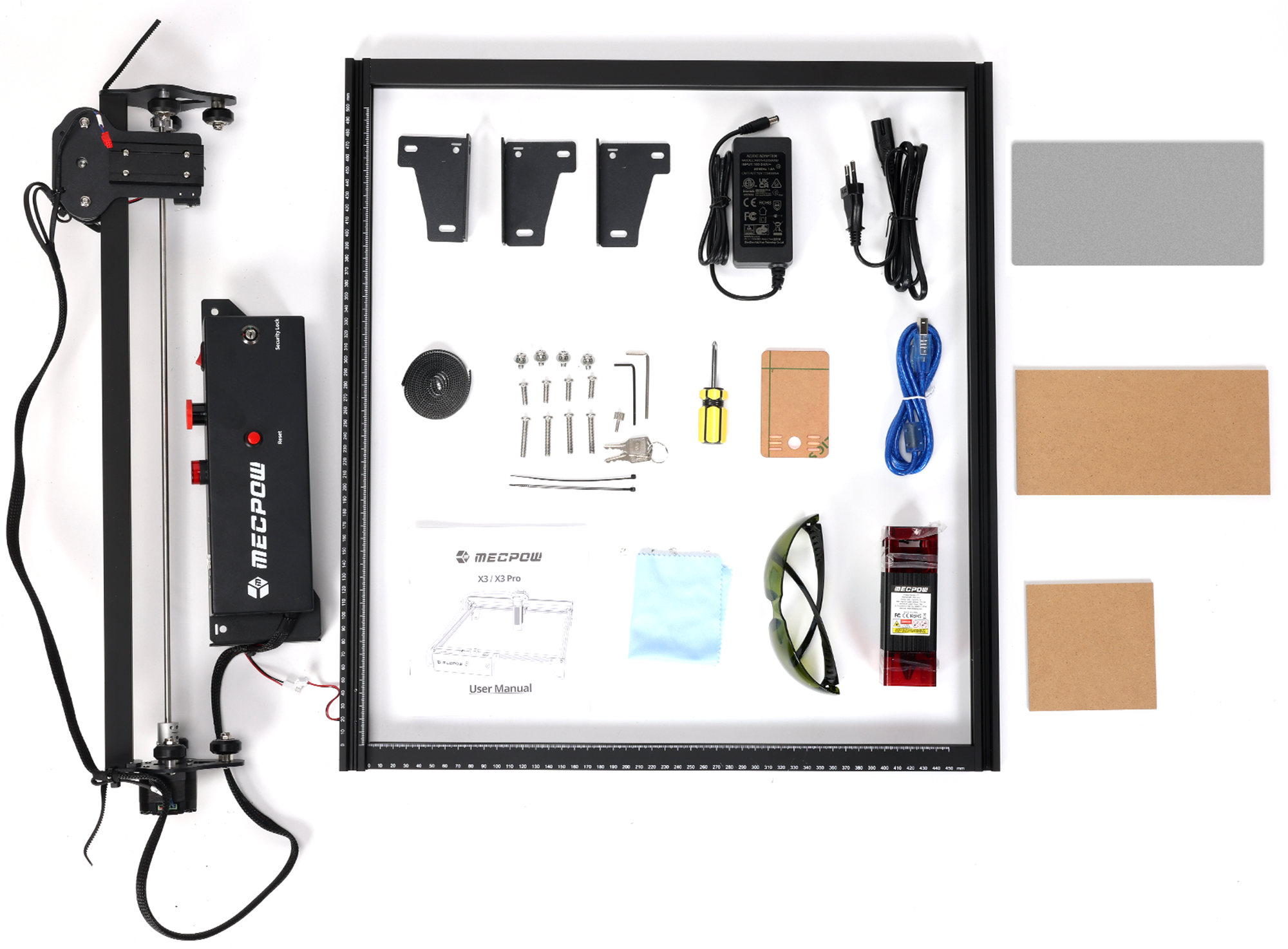 The text on the image reads "5 CE FC I MEPW - MEPW XI EXLEX xI P - Rc - (E - at User Manual." This text is likely a description or instructions for the various components and tools displayed in the image.