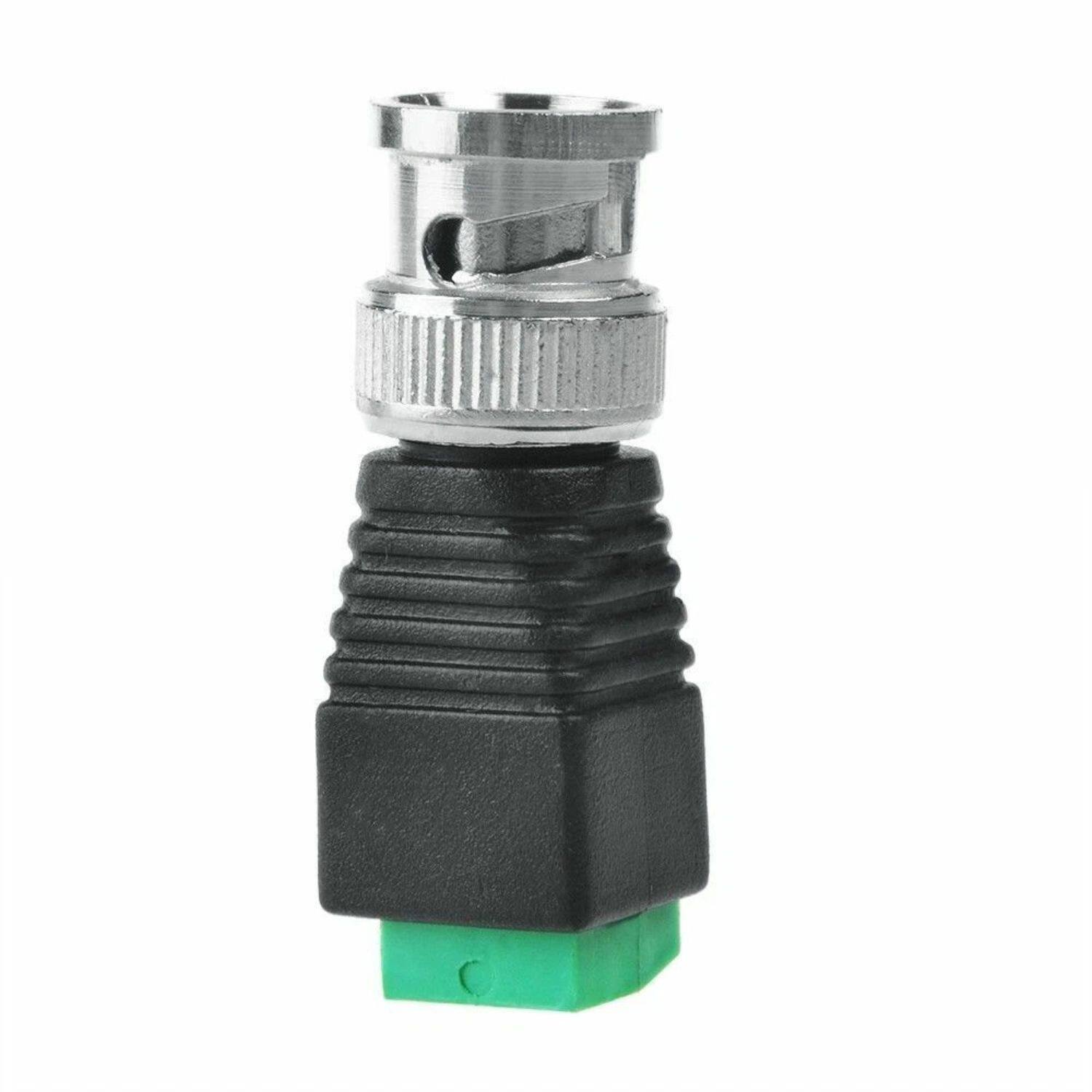 Angle. Stock Preferred - Male Coax CAT5 to Coaxial BNC Cable Connector Adapter - Black.