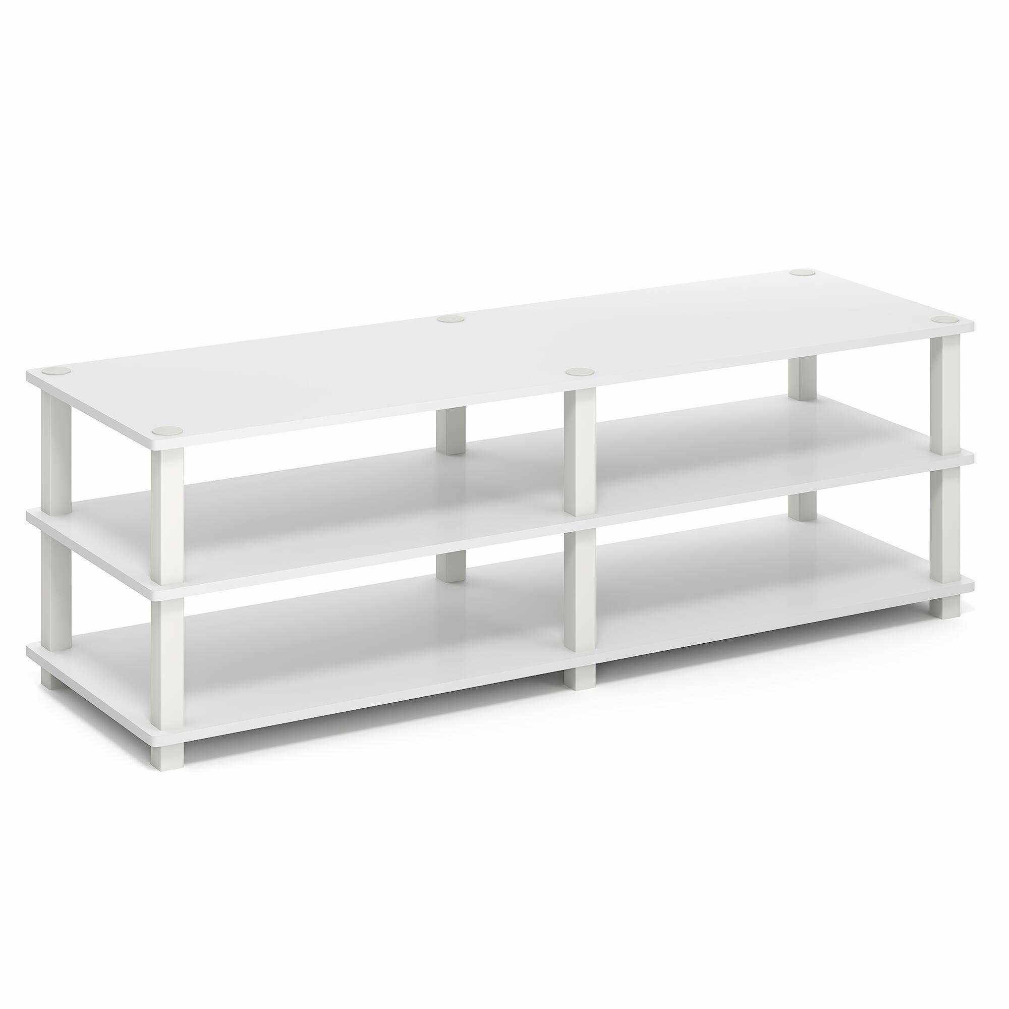 Alt View 5. Furinno - TURN-S-TUBE Toolless Assembly TV Stand, 3-Tier Open Frame Design Entertainment Center, TV Console for TV up to 46 Inch - White/White.