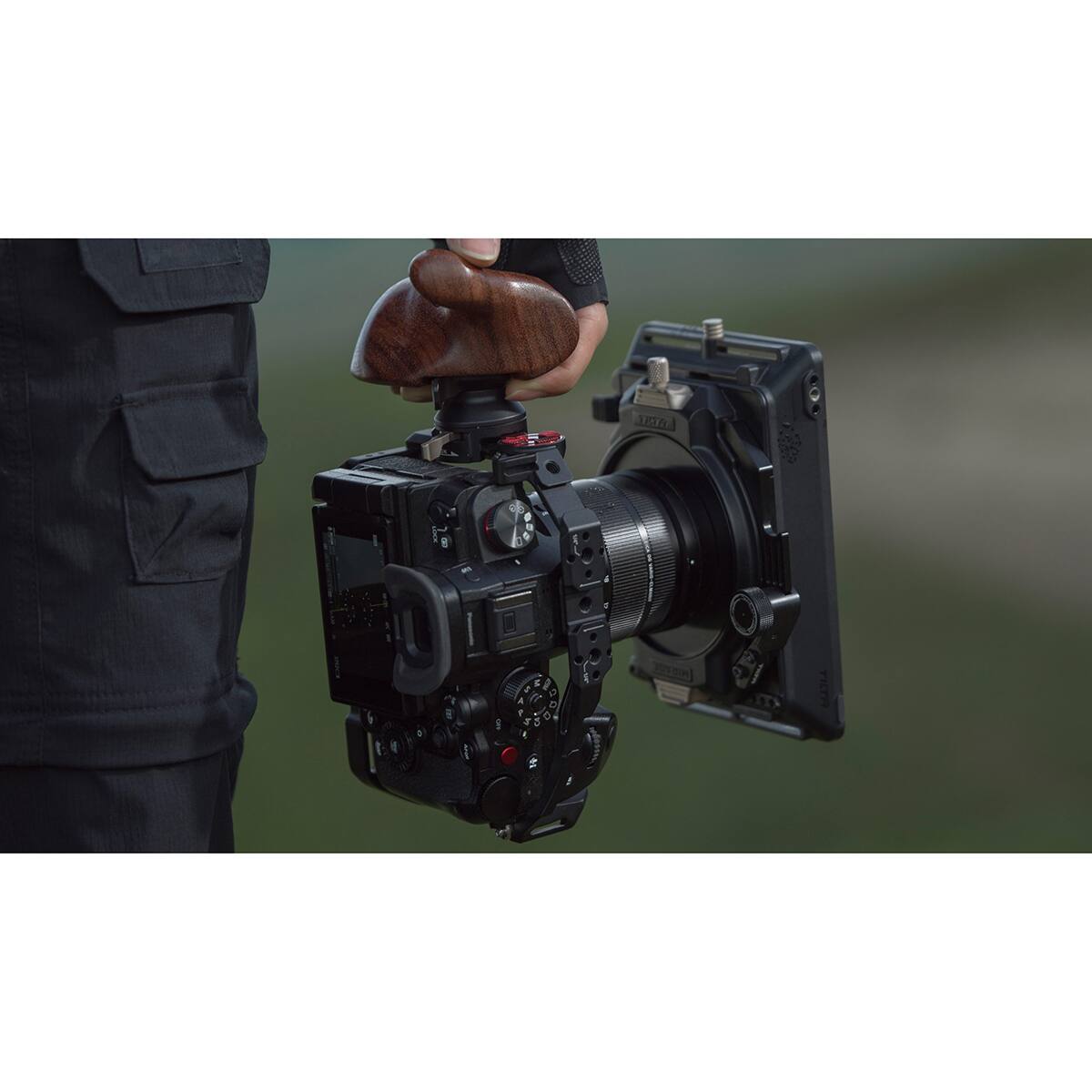 Alt View 4. Tilta - Tiltaing Advanced Left Side Wooden Handle with DJI Ronin 4D Rail Mount, Black.