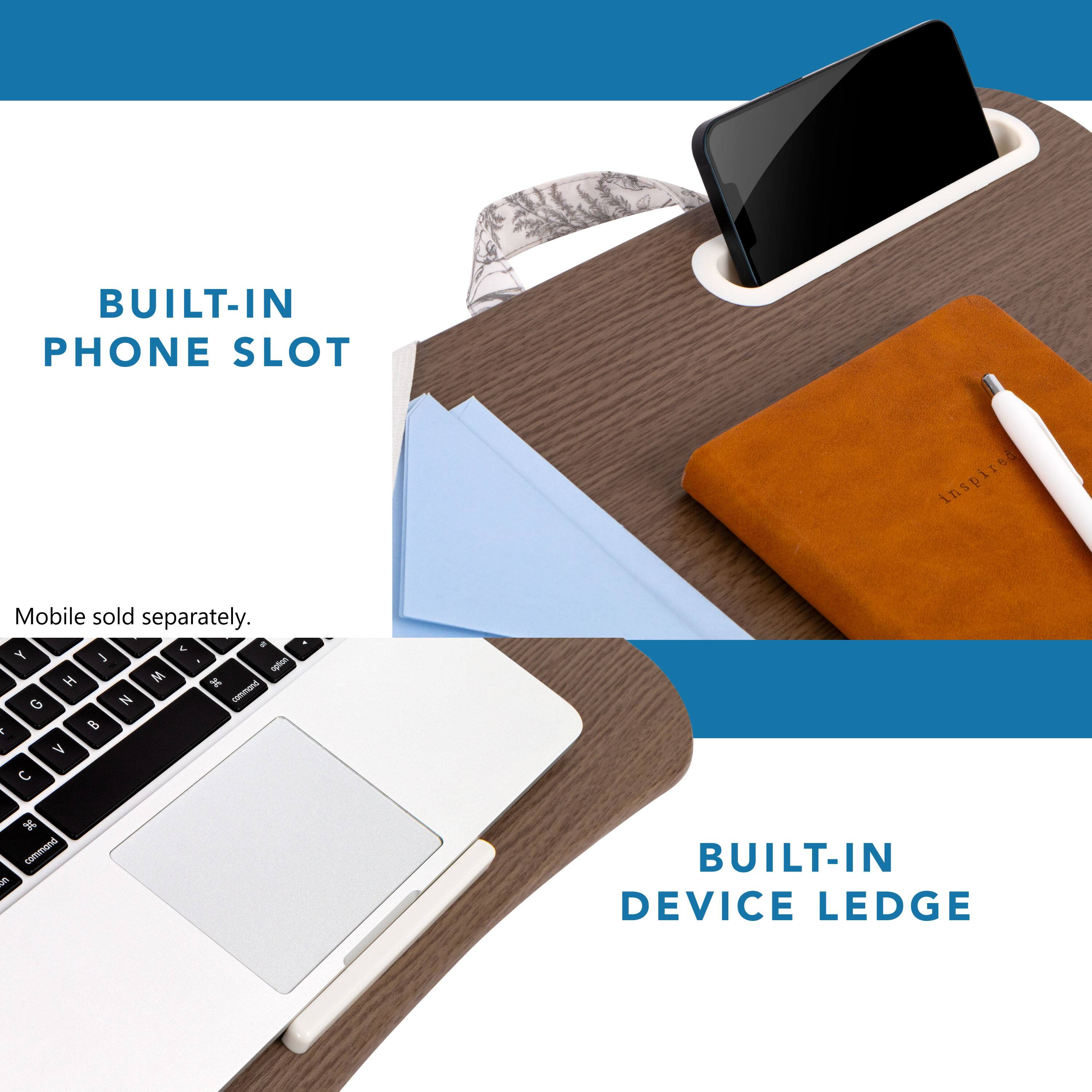 BUILT-IN PHONE SLOT, Mobile sold separately. BUILT-IN DEVICE LEDGE
