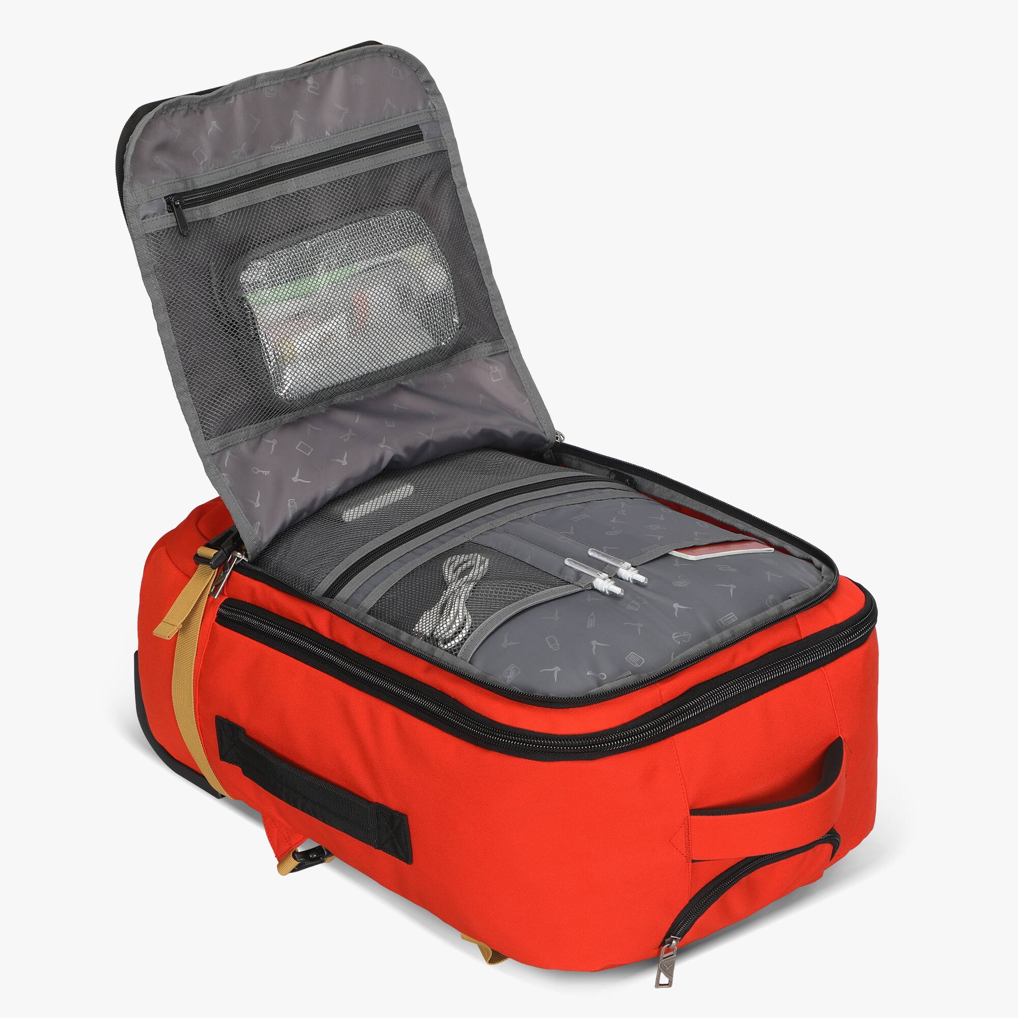 Left. Hynes Eagle - Rolling Travel Backpack (42L) - Sunset Orange.