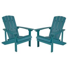 Emma + Oliver - 2 Pack Outdoor All-Weather Poly Resin Wood Adirondack Chairs - Sea Foam