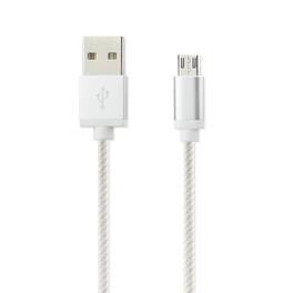 Reiko - 3.3Ft Nylon Braided Micro Usb Charging & Sync Data Cable For Android Phones In - Silver