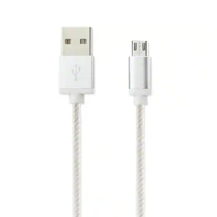 Front. Reiko - 3.3Ft Nylon Braided Micro Usb Charging & Sync Data Cable For Android Phones In Silver - Silver.