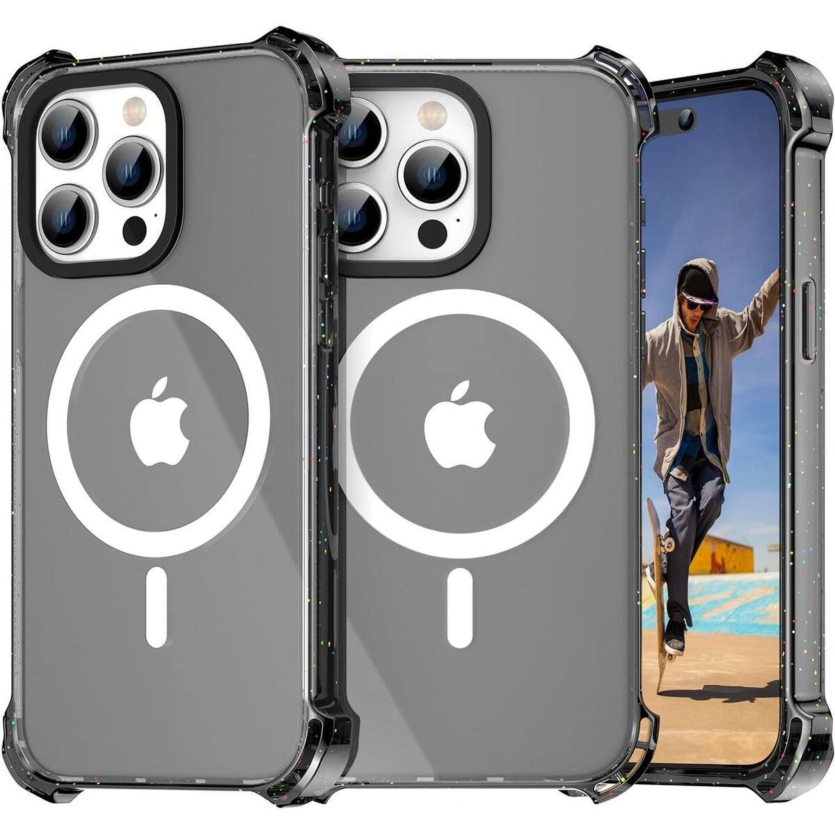 Front. Entronix - Entronix Magnetic Case for iPhone 14 Pro - Clear Bounce Frame with Enhanced Protection - Black.
