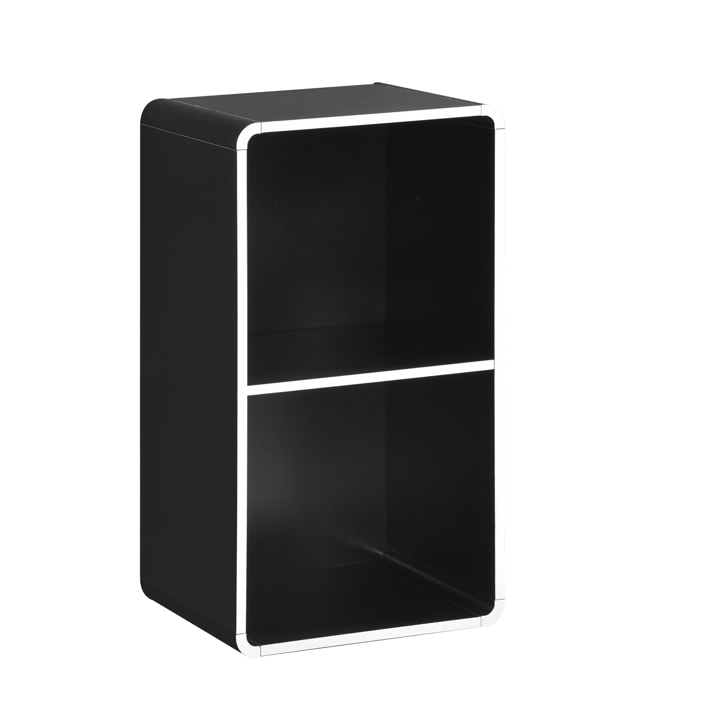 Angle. Kings Brand Furniture - Kings Brand Furniture Dothan Wood 2-Cubed Open Bookcase - Storage Shelf Organizer Bookshelf - Black.