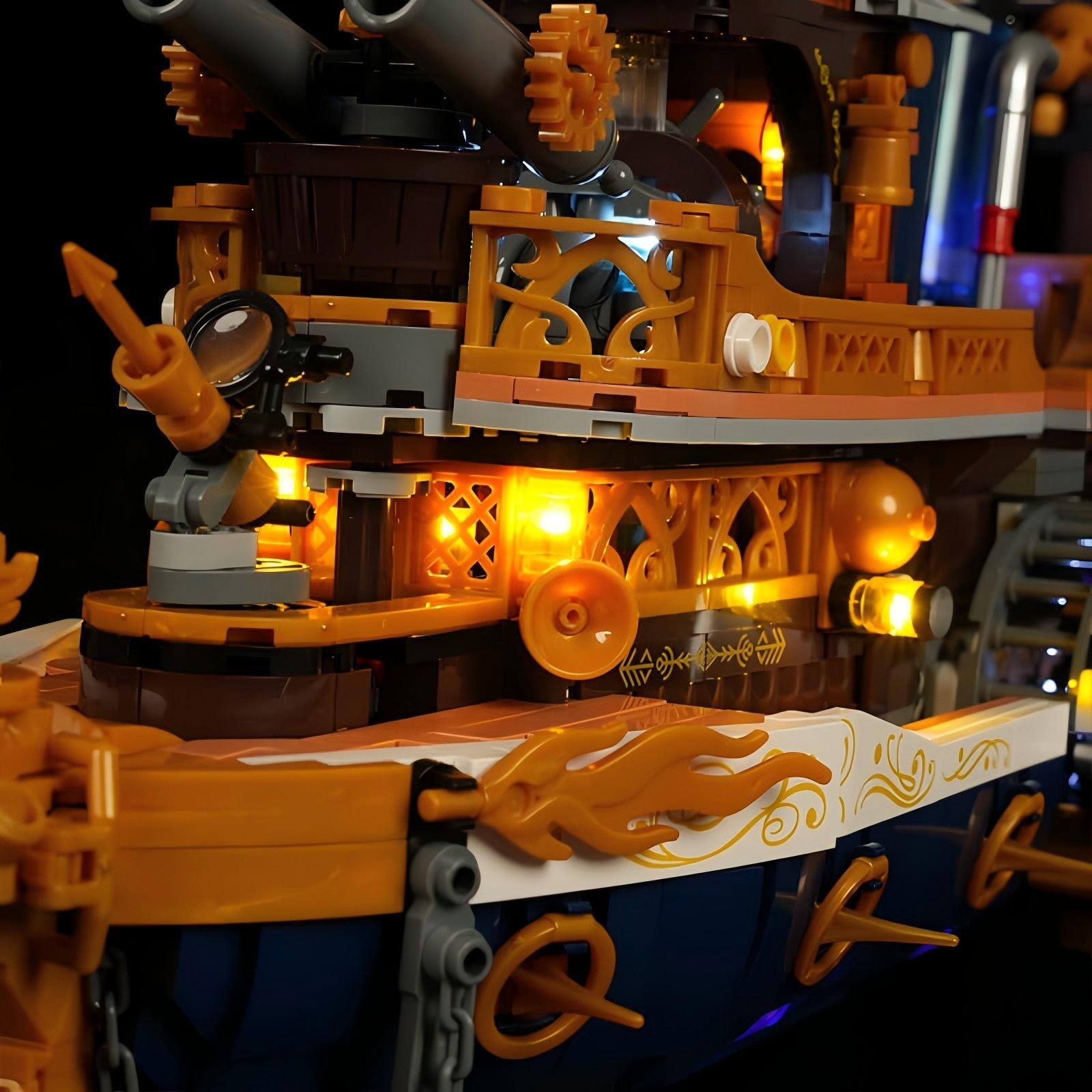 Alt View 6. Lumibricks - Steampunk Steamboat Building Bricks Set, 1792-Piece Mechanical Ship Model, Collectible Display Kit for Adults 16+.