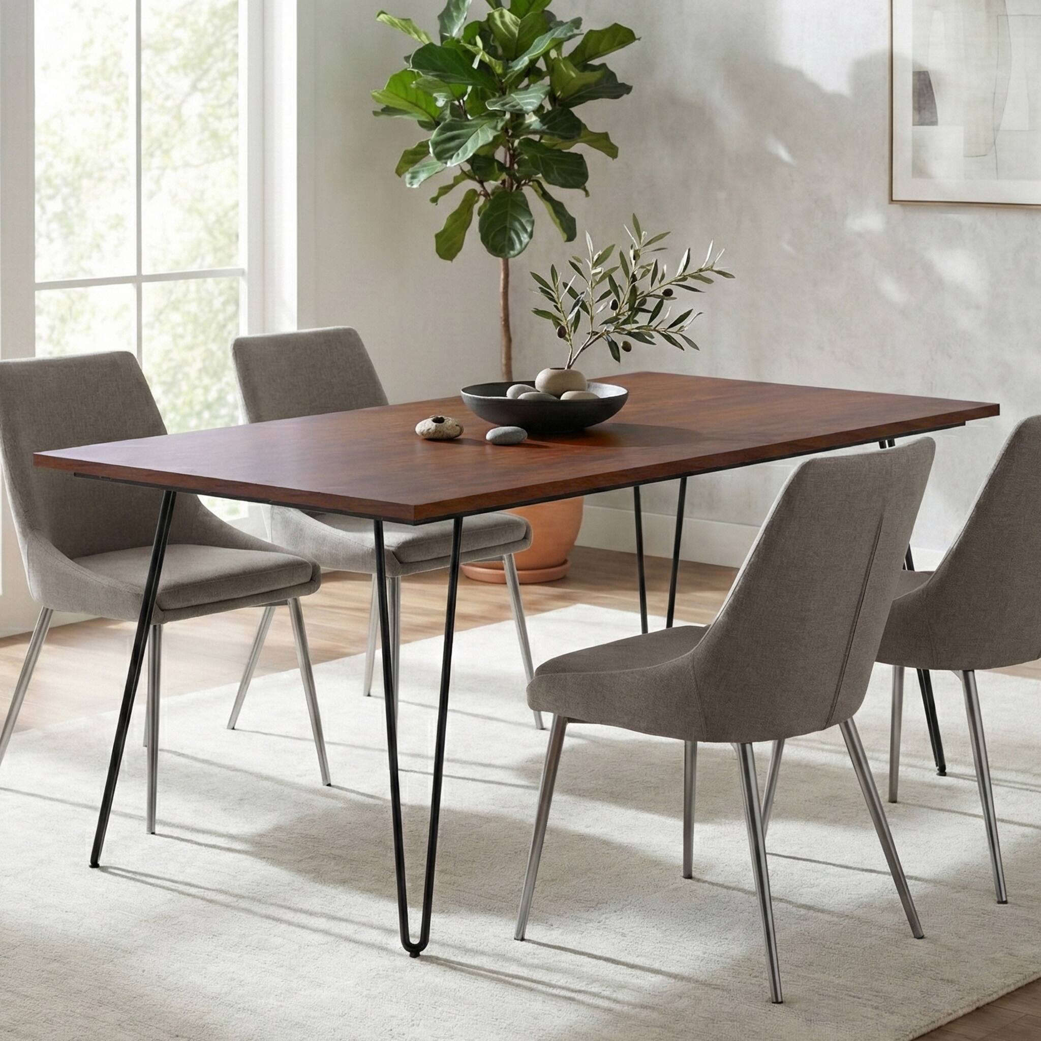 Angle. Simpli Home - Hunter SOLID MANGO WOOD and Metal 66 inch x 40 inch Rectangle Industrial Dining Table in Umber Brown - Umber Brown.