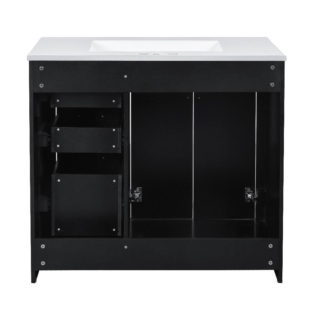 Alt View 10. Loheer - Loheer 36 inch bathroom vanity with sink Black Freestanding Solid Wood Frame - Black.
