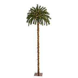 BreeBe - 6’ Xmas Palm Tree with 200 LED Lights and 64 Tips - Green