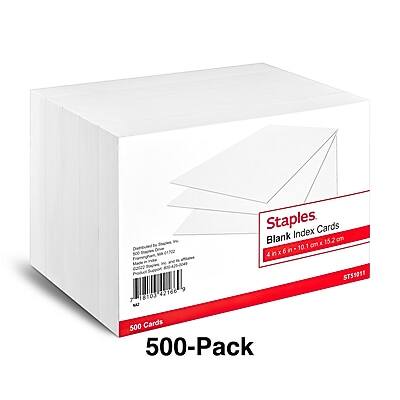 Staples Blank Index Cards  
4" x 6" x 6"  
500 Cards  
500-Pack  
ST55011