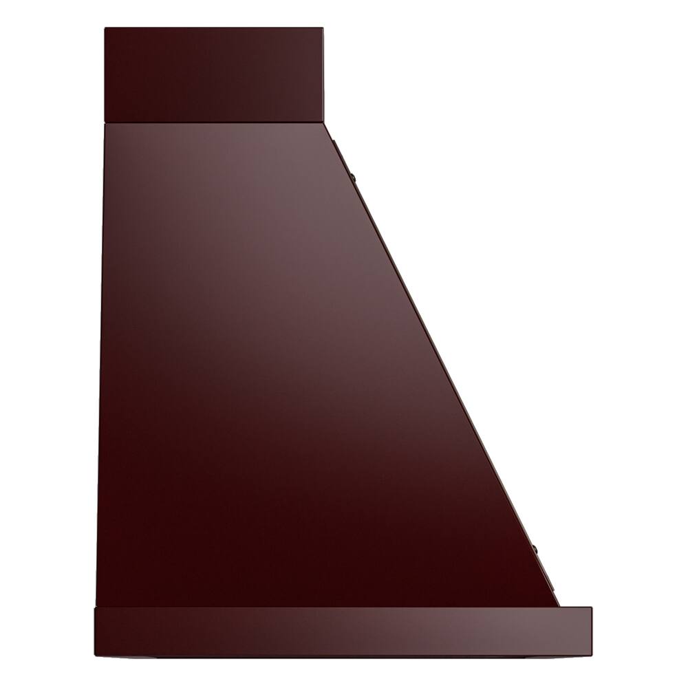 Alt View 3. ILVE - ILVE Nostalgie II Noblesse 36 inch Ducted Wall Mount Range Hood with 600 CFM (Burgundy, Burnished Trim) - Burgundy.