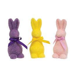 BreeBe - Flocked Standing Peep Bunny 6.25"H 3 Asstd - Multicolor
