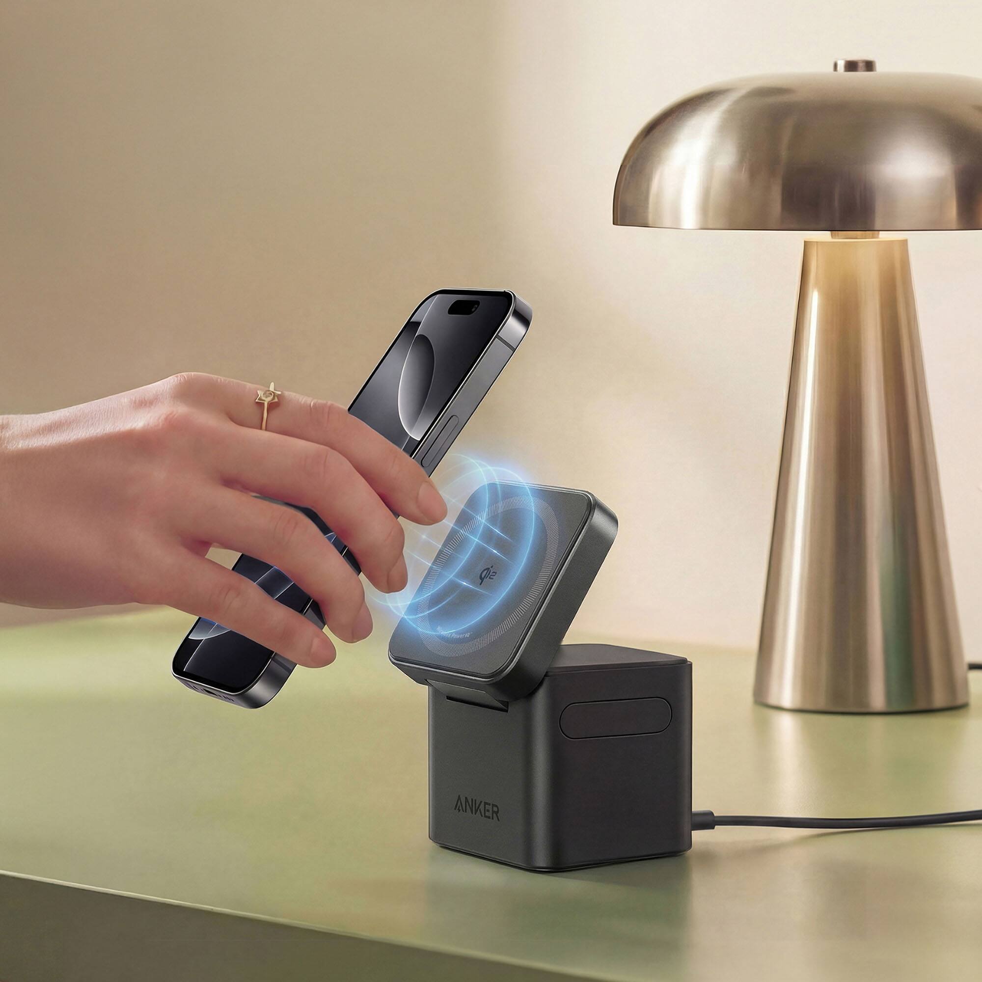 Alt View 1. Anker - MagGo Wireless Charging Station - Black.