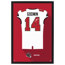 Sporticulture - Chris Godwin Tampa Bay Buccaneers Away Jersey Framed Art Print - White