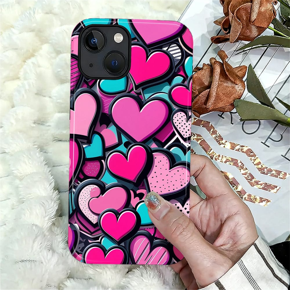 Finnhomy - Smartphone Case for iPhone - Dual-Layer Heavy Duty Protective Cover - Candy Heart Stack - Candy Heart Stack for iPhone 14
