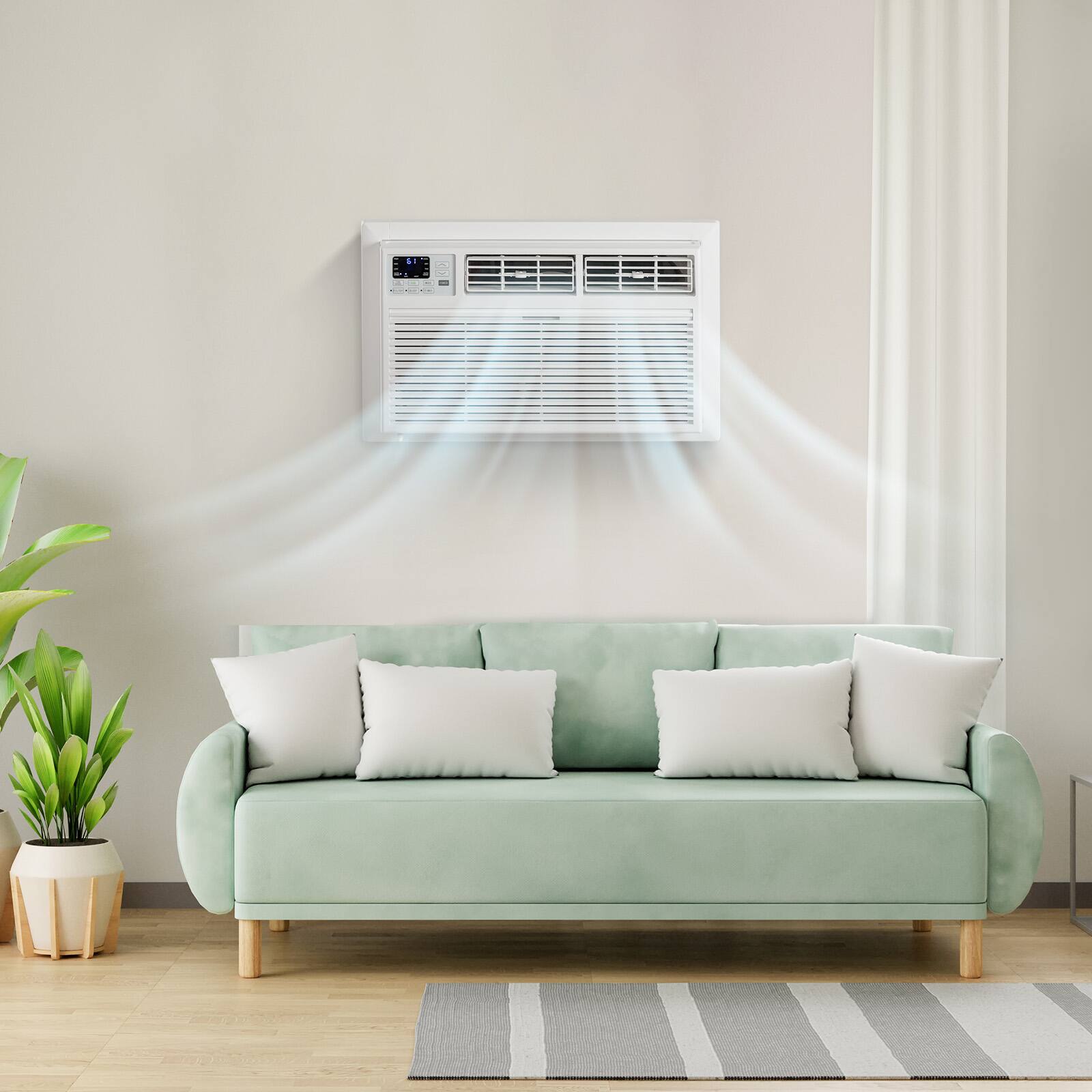 Alt View 5. Winado - 8,000 BTU Through-the-Wall Air Conditioner with Heat and Dehumidifier, Wi-Fi Enabled, Energy-Efficient  AC Unit - White.