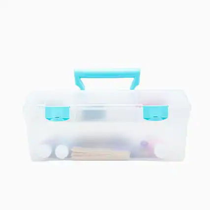 Front. Paradigms Interiors - 6937ag Lift-out Tray Box Portable Art & Craft Organizer With Handle And Clear/aqua - Default.