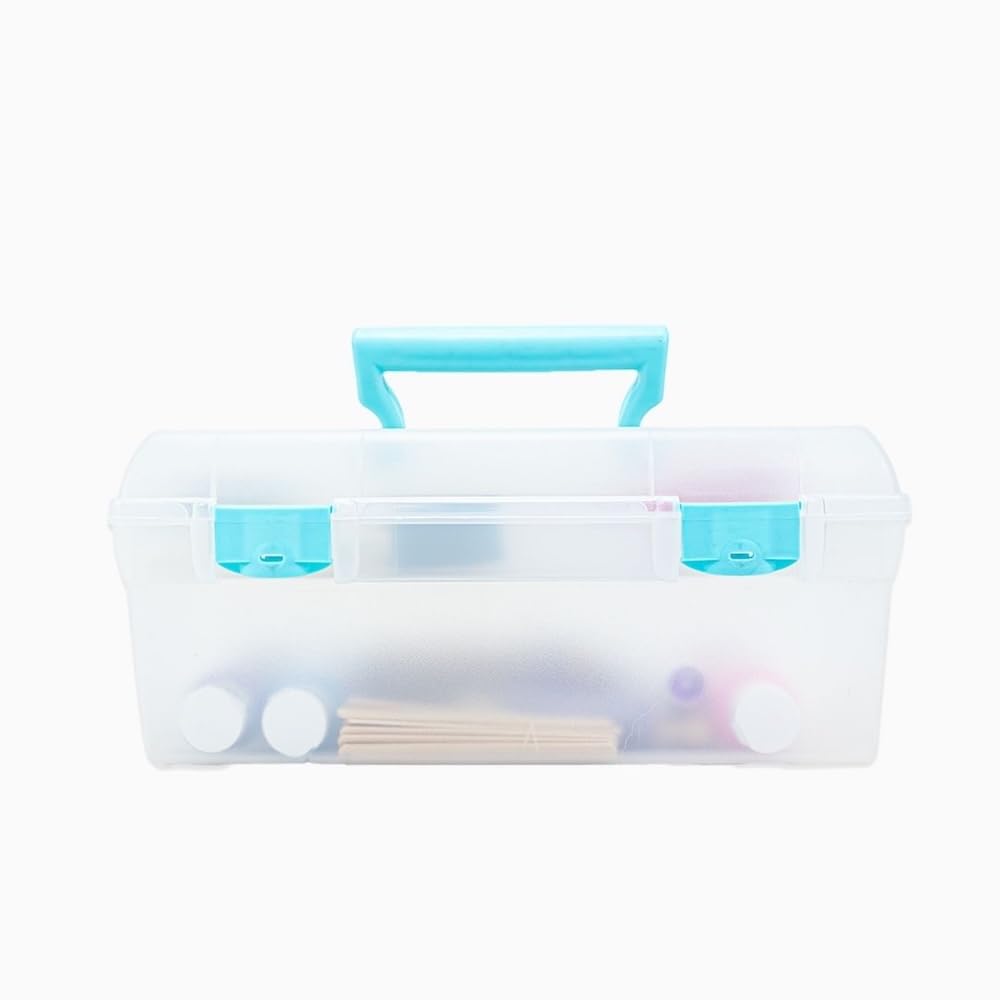 Front. Paradigms Interiors - 6937ag Lift-out Tray Box Portable Art & Craft Organizer With Handle And Clear/aqua - Default.