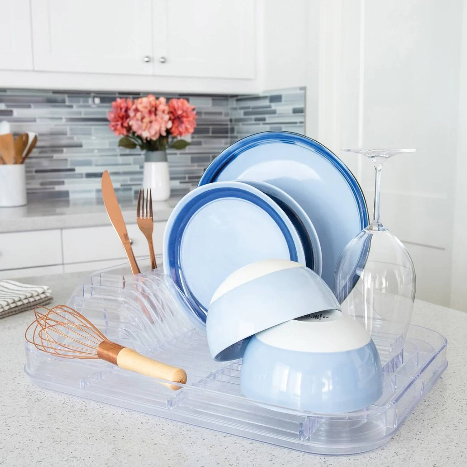 Angle. Better Houseware - Dish Rack Set - Clear.
