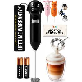 Zulay Kitchen - Zuki Dog Frother with Fun Stickers Included - Black