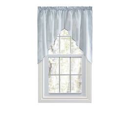 Ellis Curtain - Plaza Classic Ticking Stripe Printed on Natural Ground 1.5" Rod Pocket Tailored Swag 56" x 36" - Blue