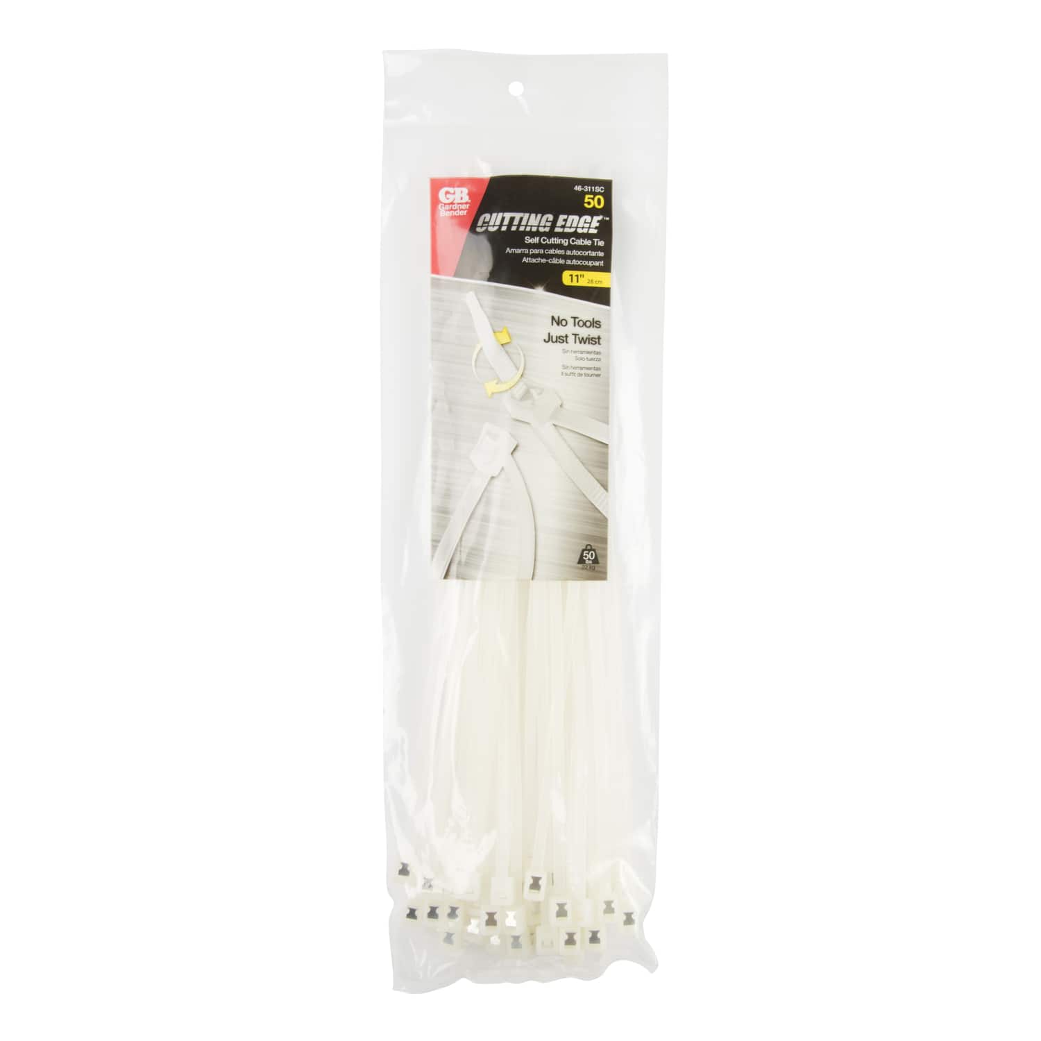 Gardner Bender - 11 in. L Clear Self-Cutting Cable Tie 50 pk