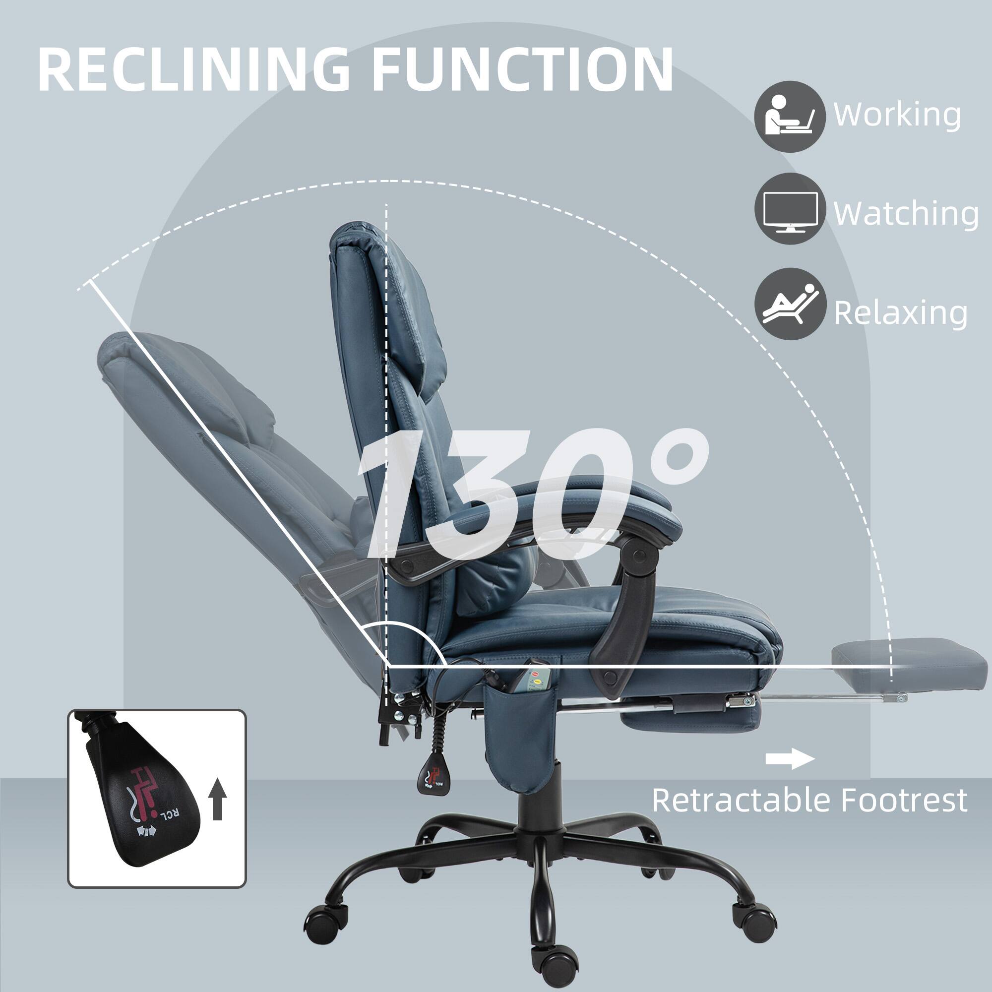RECLINING FUNCTION, Working, Watching, Relaxing, 130° RCL, Retractable Footrest