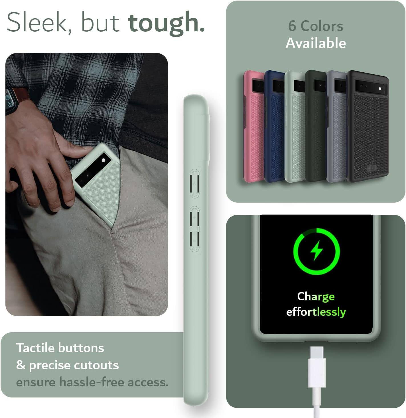 Sleek, but tough.

6 Colors Available

Charge effortlessly

Tactile buttons & precise cutouts ensure hassle-free access.