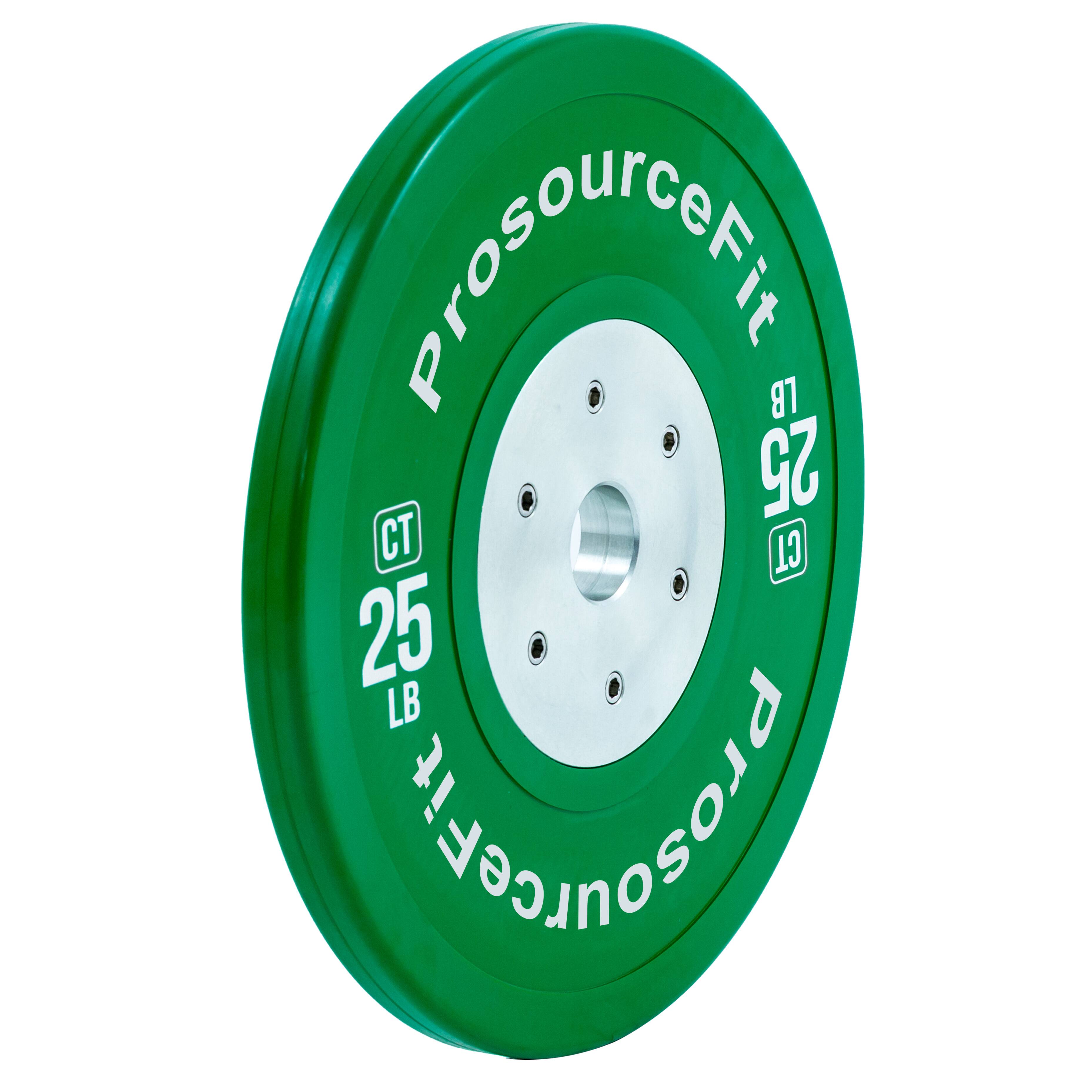 Angle. ProsourceFit - ProsourceFit Color Training Bumper Plate, 25 lbs - Green.