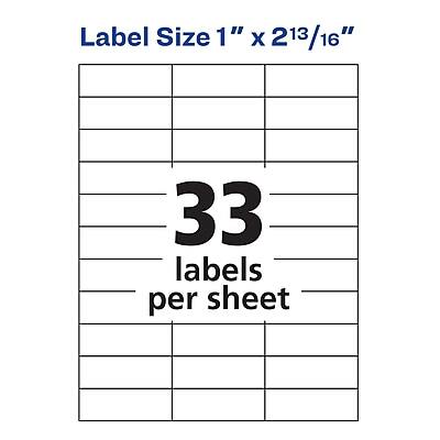 Label Size 1" x 2 13/16"  
33 labels per sheet