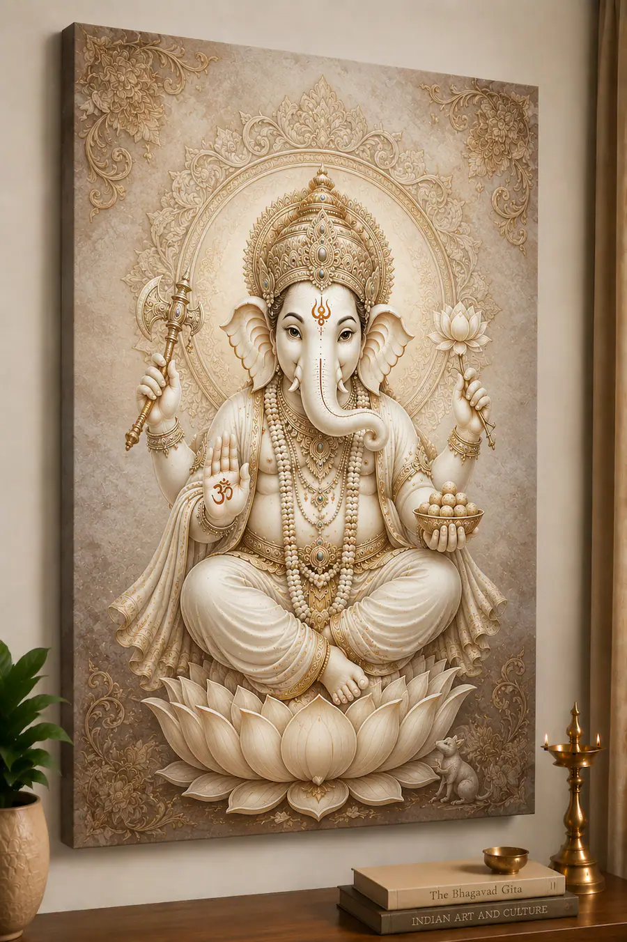 FC Design Large Floral Mandala Ganesha Face Canvas Print 24x36 ...