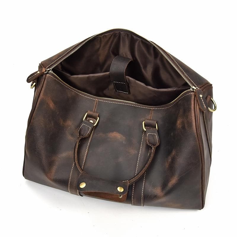 Alt View 10. Steel Horse Leather - The Brandt Weekender | Small Leather Duffle Bag - Brown.