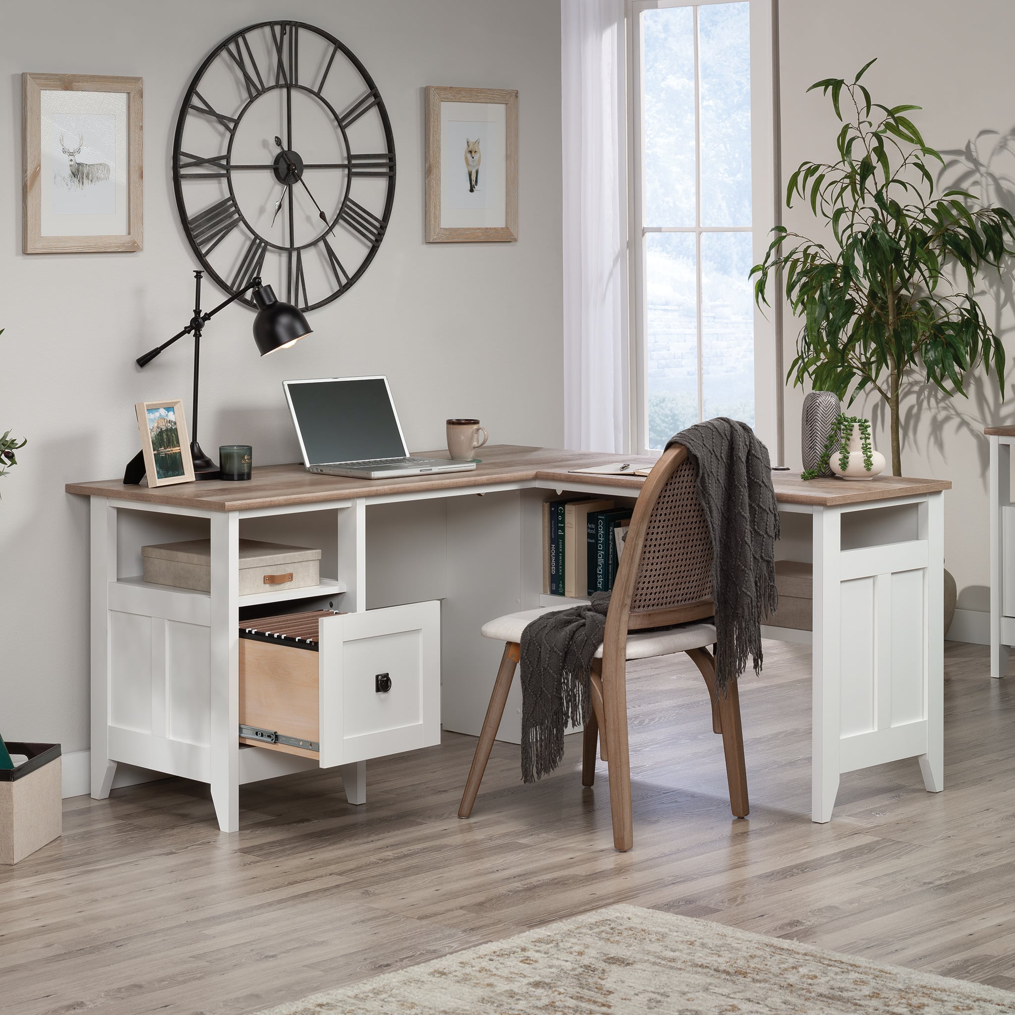 Sauder - August Hill L-Desk - Soft White - Front_Zoom