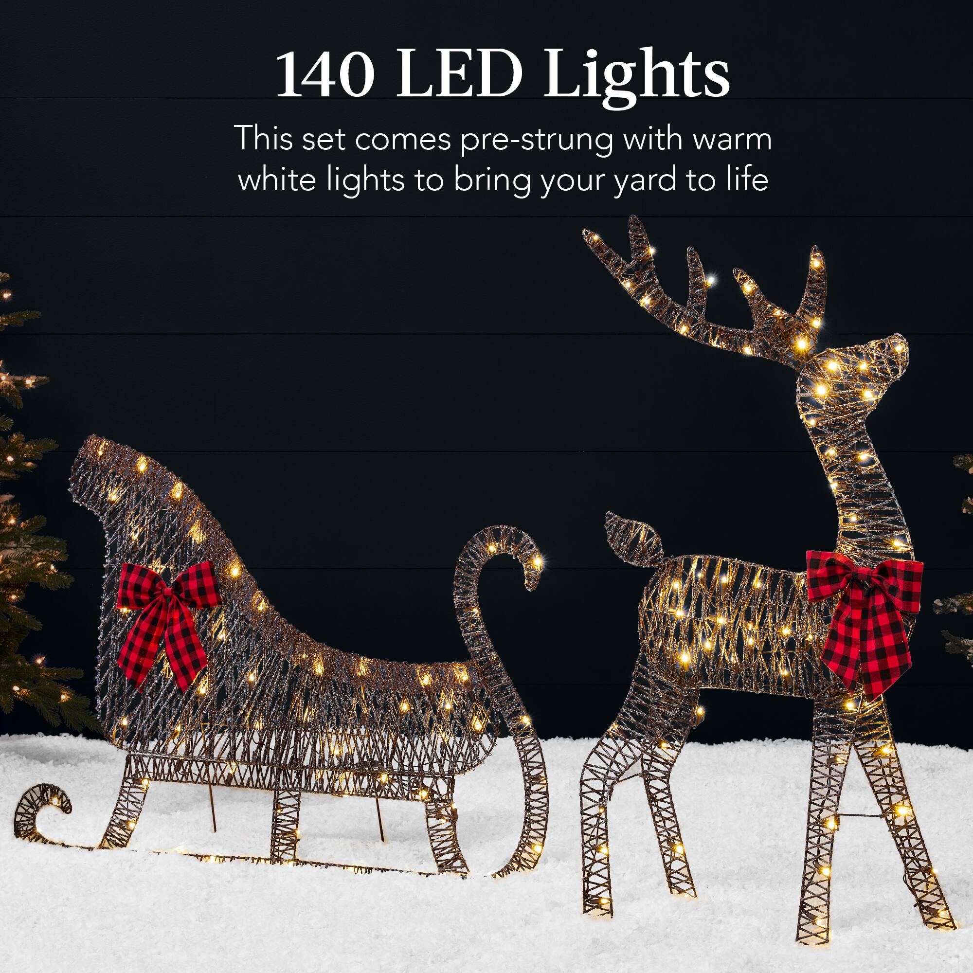 140 LED Lights

This set comes pre-strung with warm white lights to bring your yard to life