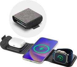 mophie - 3-in-1 Travel Charger with MagSafe for Apple iPhone, AirPods Pro/AirPods, and Apple Watch - Black - Front_Zoom