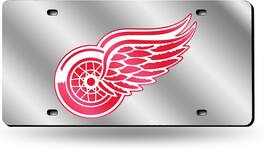 Rico Industries - Detroit Red Wings NHL Logo Mirror Look LASER License Plate - Multi