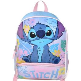 Disney - Fast Forward Stitch 16" Backpack Bottom Half Moon with 1 Front Pocket - Blue