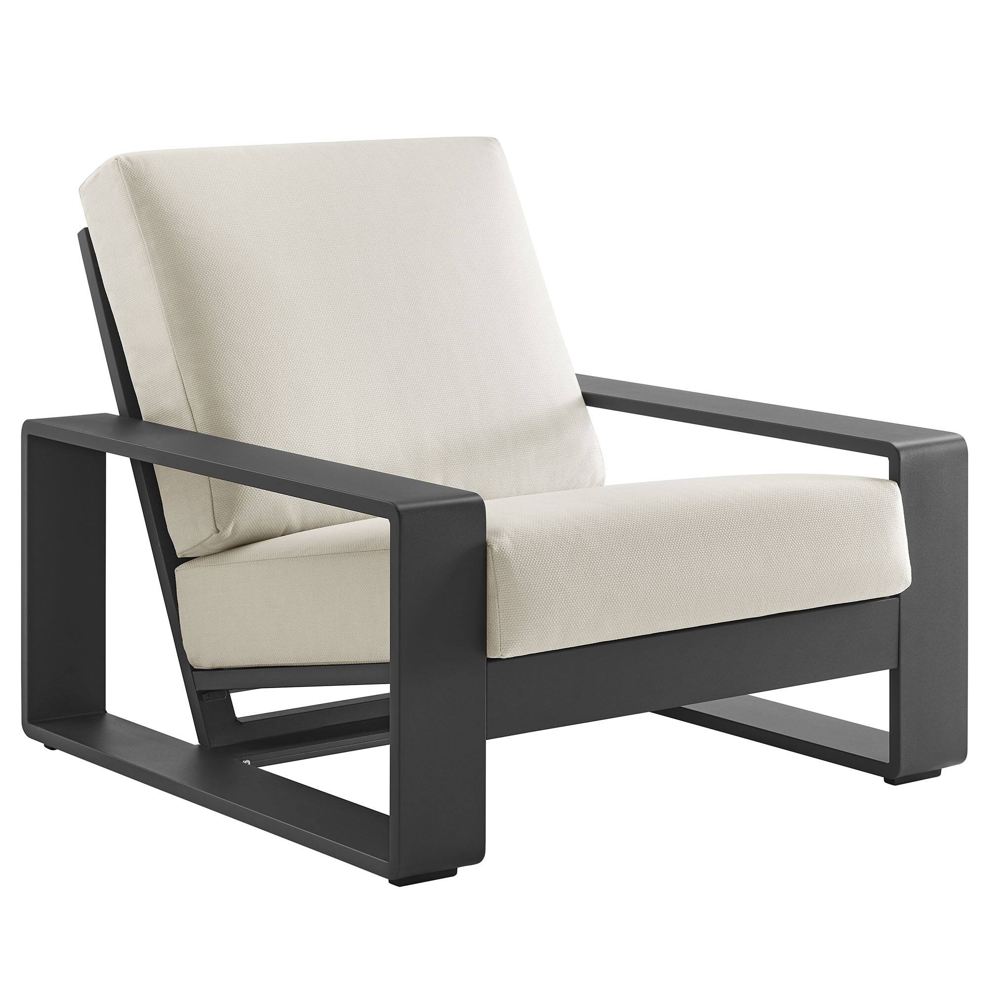 Left. Modway - Lirienne Outdoor Patio Aluminum Armchair by Modway - Cream Gray.