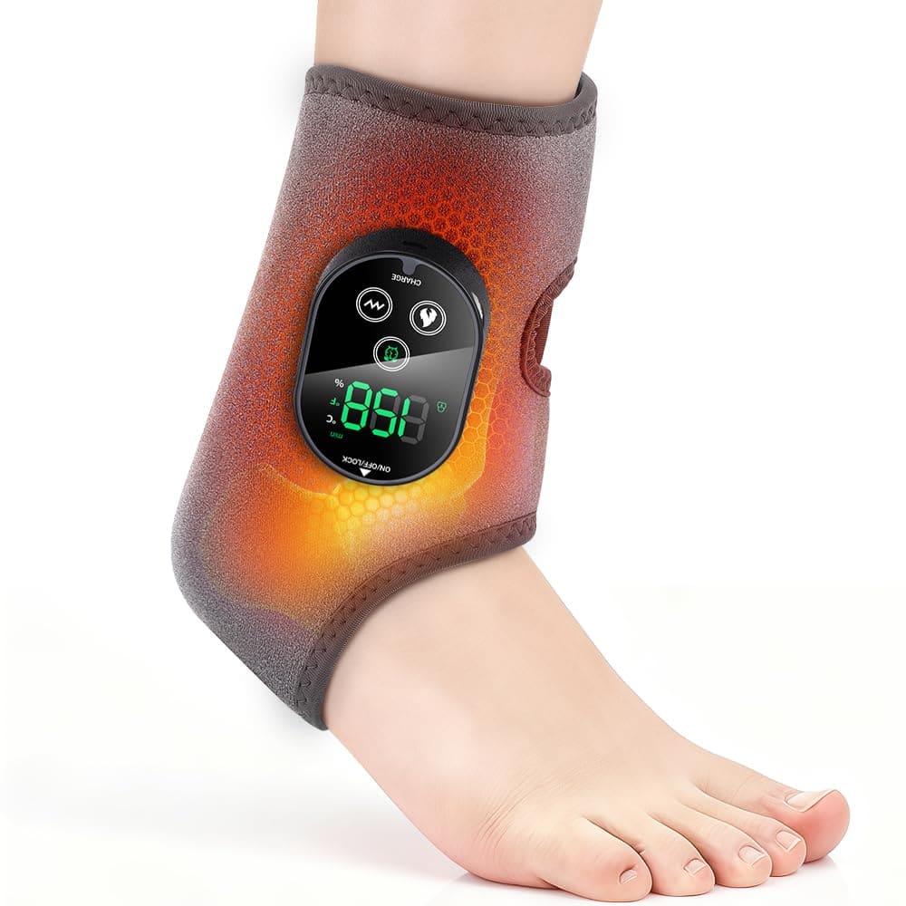 Live At Space - Cordless Heated Ankle Wrap with Massage, 6 Heat & 3 Vibration Modes, Timer, Multi-Use - 642146671562