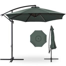 Best Choice Products - 10ft Offset Hanging Outdoor Market Patio Umbrella w/ Easy Tilt Adjustment - Slate