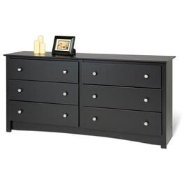Hivvago - Bedroom Dresser with 6 Drawers and Metal Knobs - Black