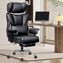 Brick Attic - 500LBS Ergonomic Home Office Desk Executive Chair for Heavy Individuals, Adjustable Headrest Footrest Armrest - Black