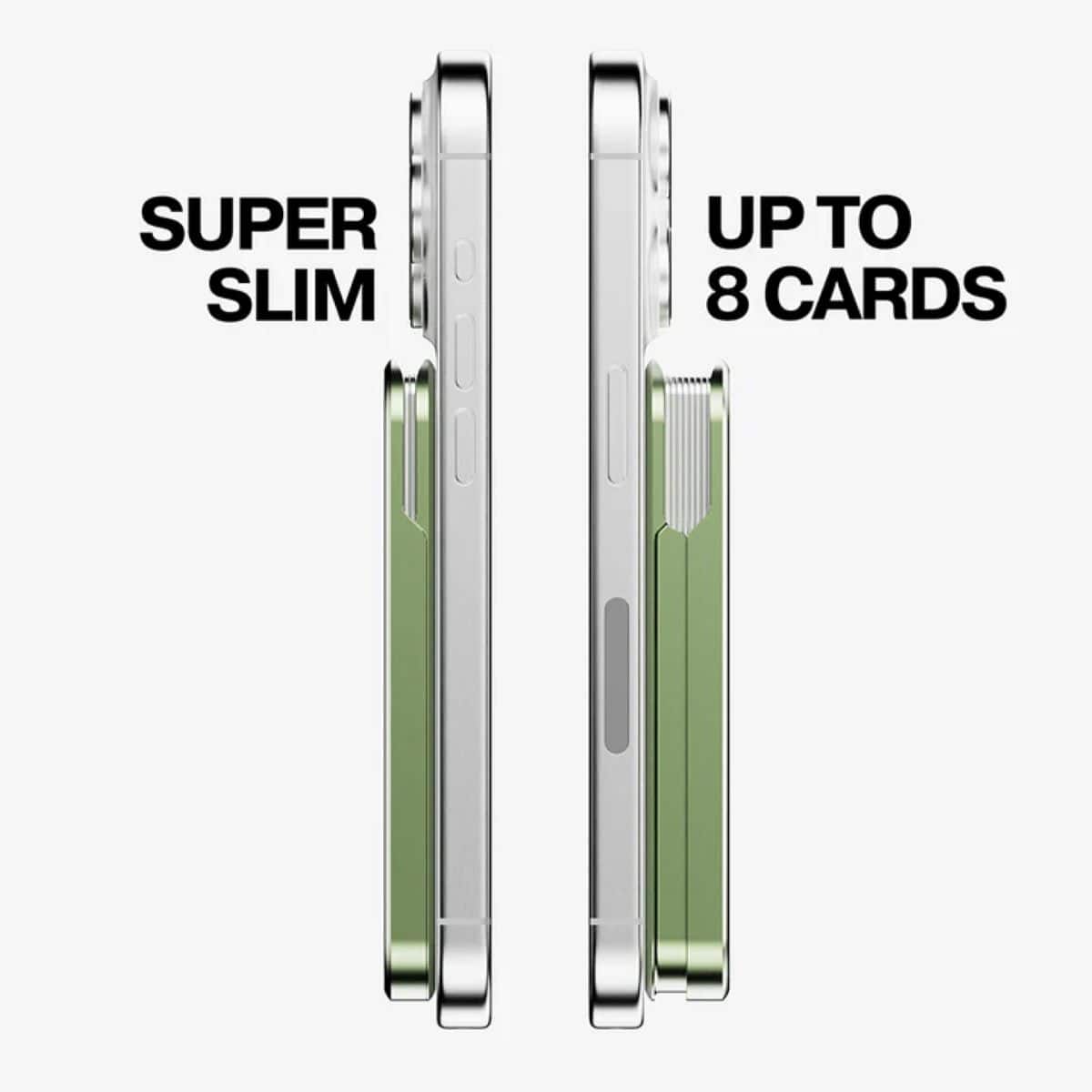 The text on the image reads "SUPER SLIM UP TO 8 CARDS."