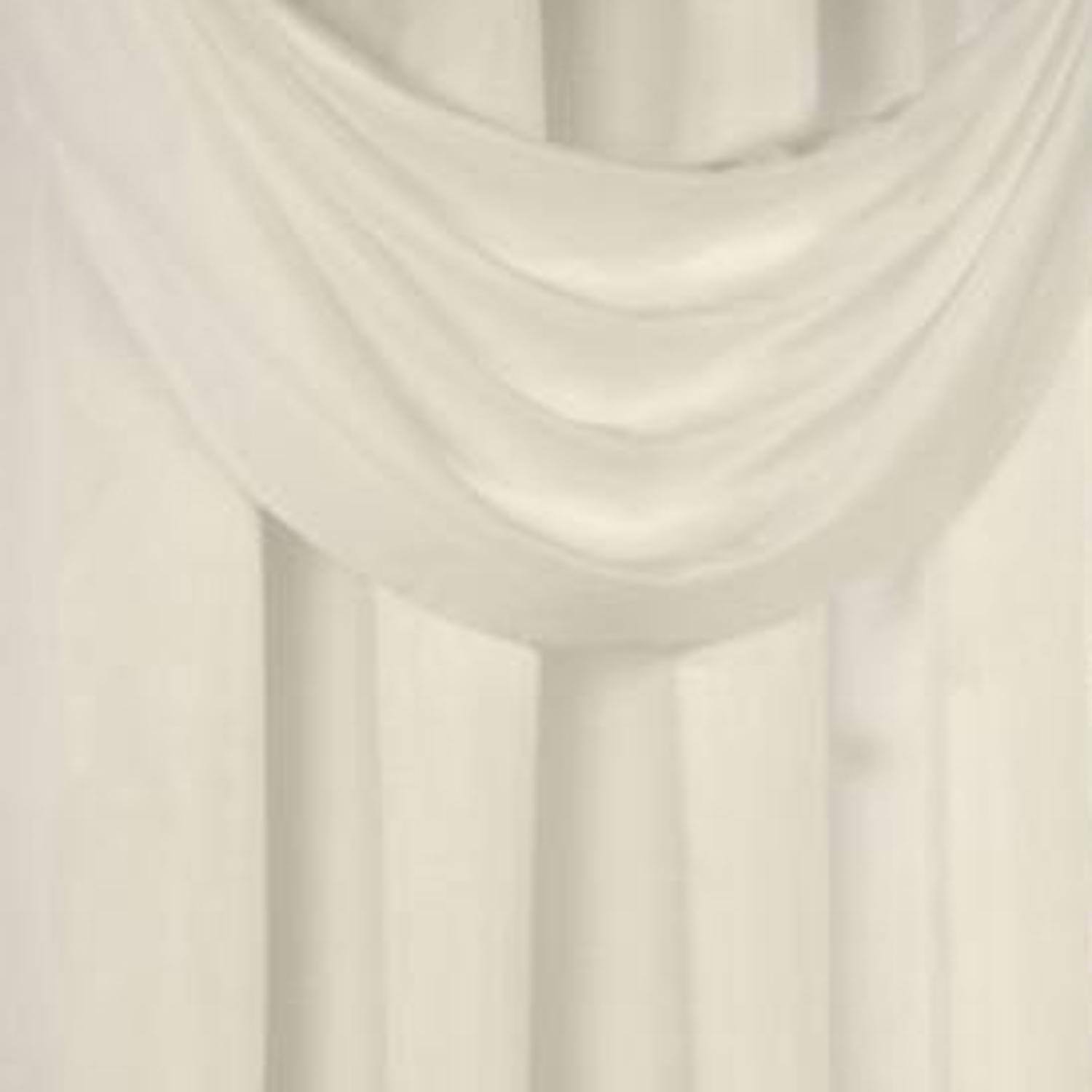 Left. Commonwealth Home Fashions - Commonwealth Thermavoile Rhapsody Lined Grommet Ascot Valance - 36x19" - Ivory - Ivory.