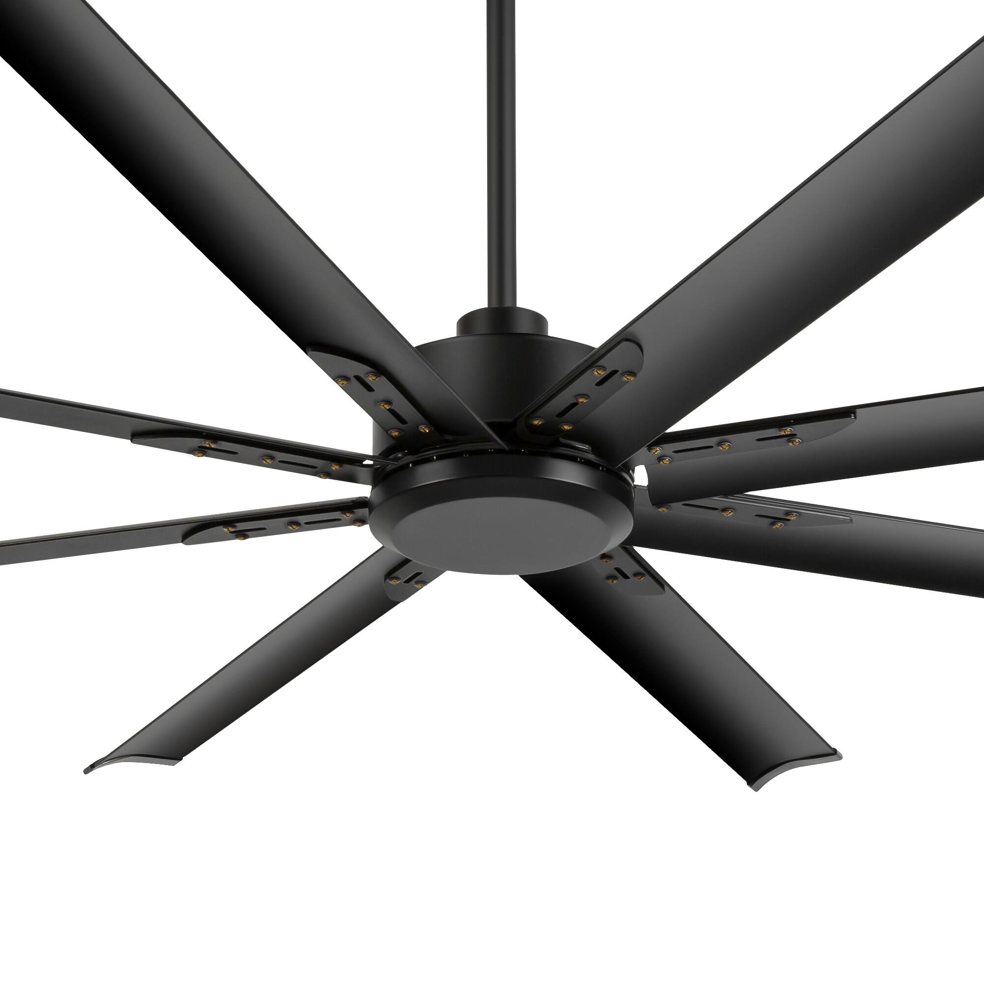 Left. Breezary - 72-In Large Ceiling Fan with 8 Aluminum Blades, DC Motor, 6-Speed Remote with Timer, 2 Downrods, Light/No Light Option - Black (Without Light).