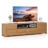 Gymax - TV Stand for TVs up to 80'' w/Drawer Cable Hole Entertainment Center for Bedroom - Yellow
